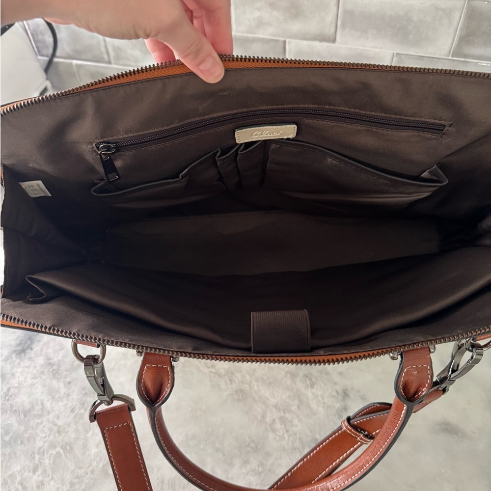 Cluci Cream and Brown Leather Tote - Picture 4 of 7